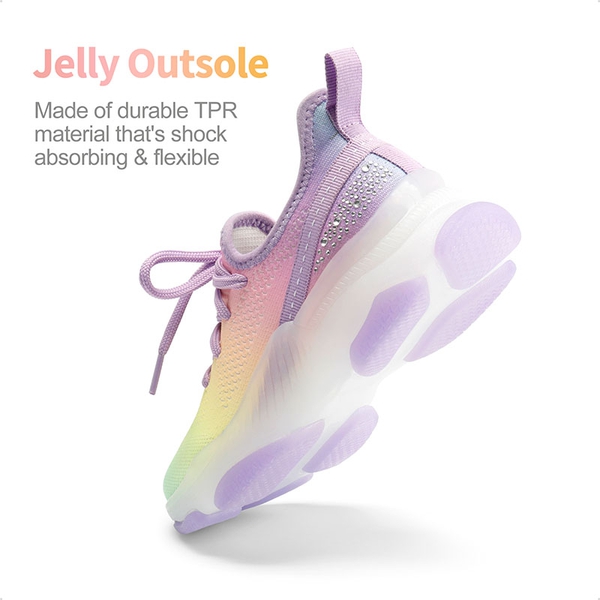 [Sparkle Pop] Kids Jelly Sole Lightweight Slip-On Sneakers - RAINBOW PURPLE - 3